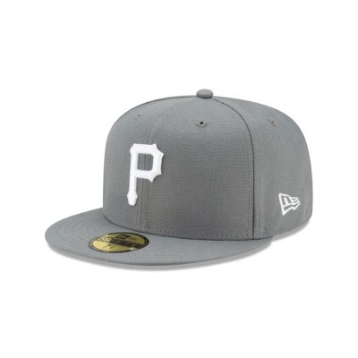 Grey Pittsburgh Pirates Hat - New Era MLB Floral Undervisor 59FIFTY Fitted Caps USA2476358